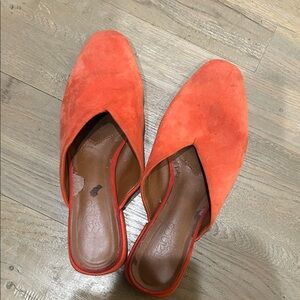 Women's Suede Slip-On Mule in Orange